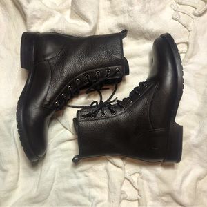Frye Veronica Black Leather Combat Boots women’s size 9
